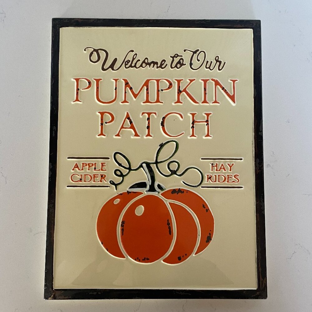 Welcome to Our Pumpkin Patch Metal Sign Fall Home Decor,‎ Halloween Decoration